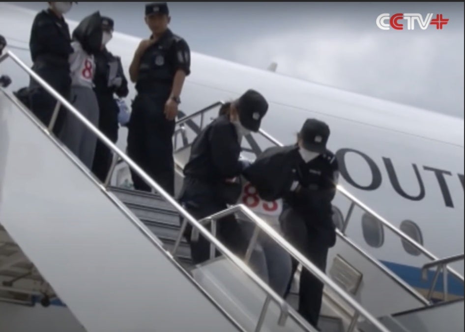 109 Chinese migrants were repatriated from Thailand, July 12, 2015.