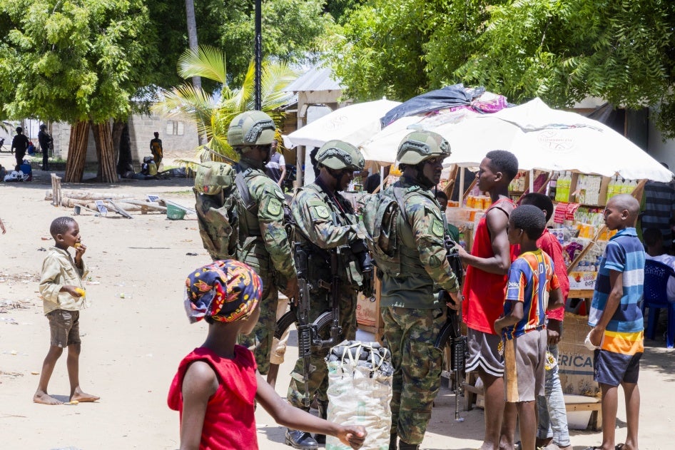 Rwandan soldiers patrolling in Palma, Cabo Delgado