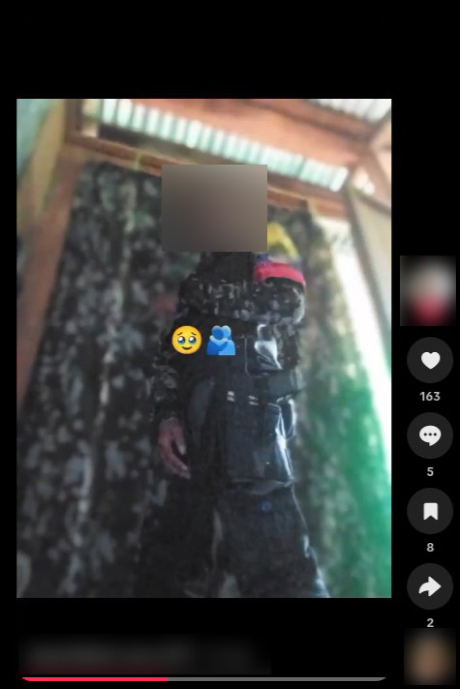 Screenshot from a video posted to TikTok in July 2026 showing a male, apparently a child, wearing EMC military clothing.