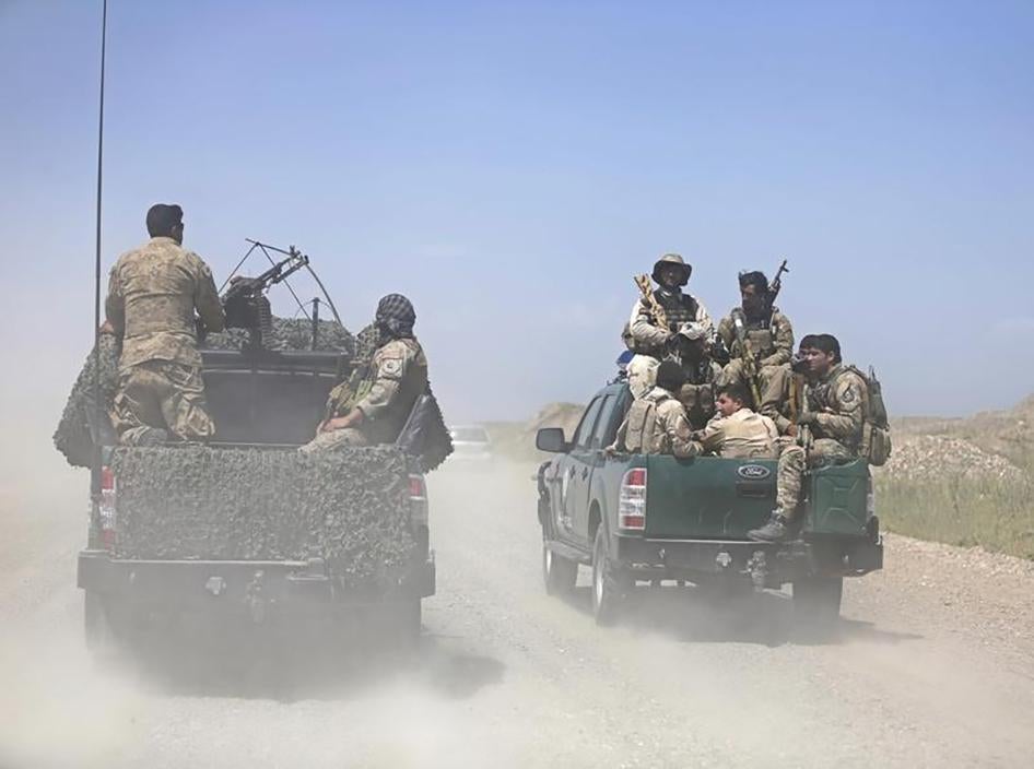 Afghan security forces patrol in Kunduz, Afghanistan on April 30, 2015.