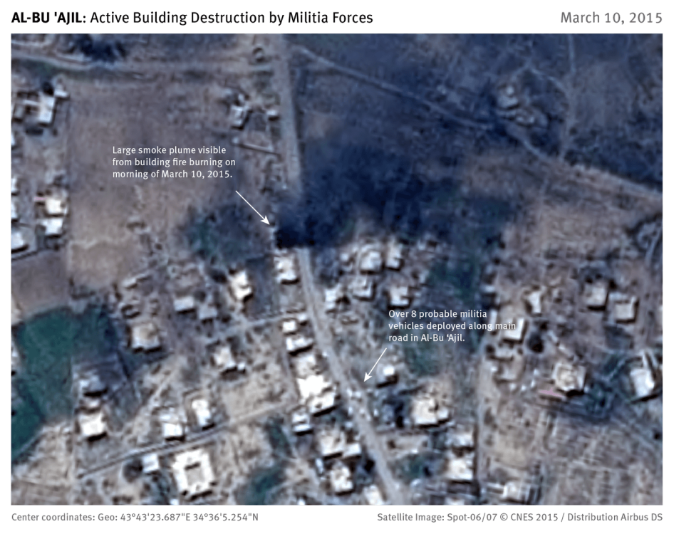 Abu 'Ajil Satellite Map of Active Building Destruction