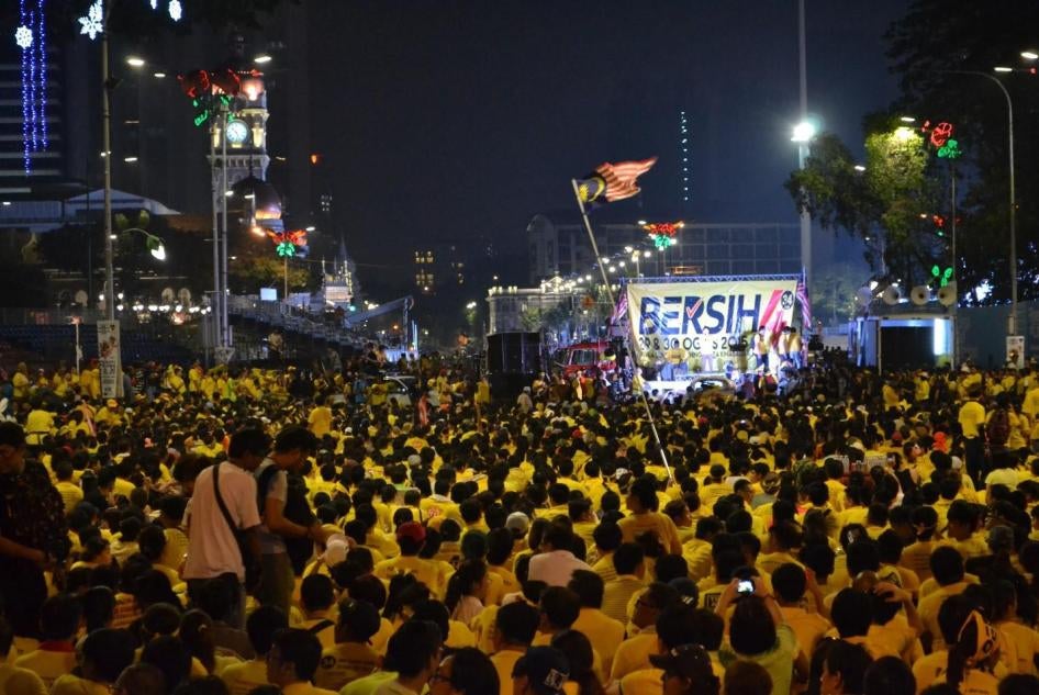 Manifestation de soutien à la Coalition pour des élections libres et équitables (Bersih), à Kuala Lumpur, en Malaisie, le 30 août 2015.