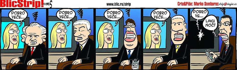 cartoon in Serbian Blic satirizing  weekly TV show Utisak Nedelje