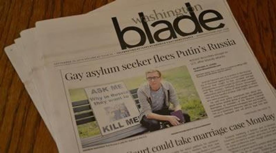 Andrey is featured in a “Washington Blade” series about Russian LGBT asylum seekers in the United States, September 2014. 