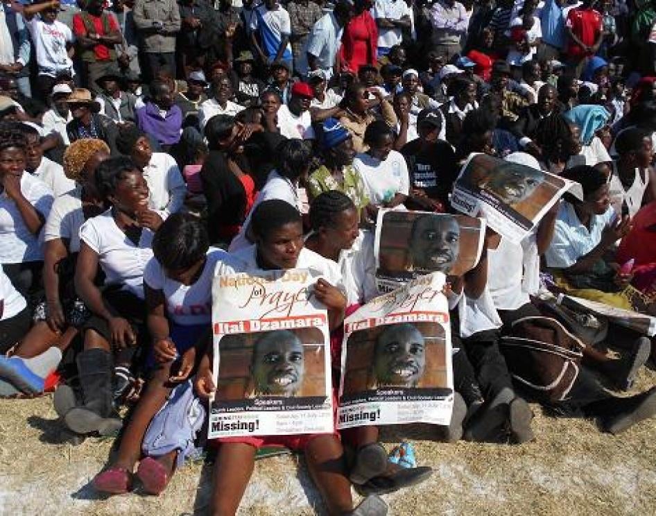 People at a solidarity prayer rally for Itai Dzamara in Harare on July 11, 2015. 