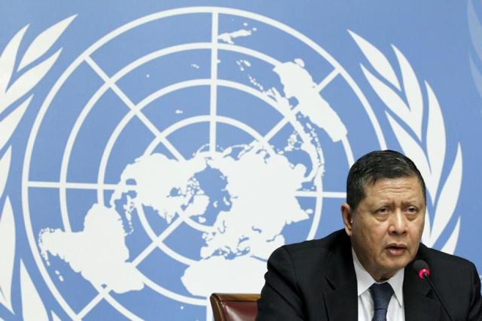 UN Special Rapporteur Marzuki Darusman addresses a news conference on the situation of human rights in North Korea in Geneva on March 16, 2015. 