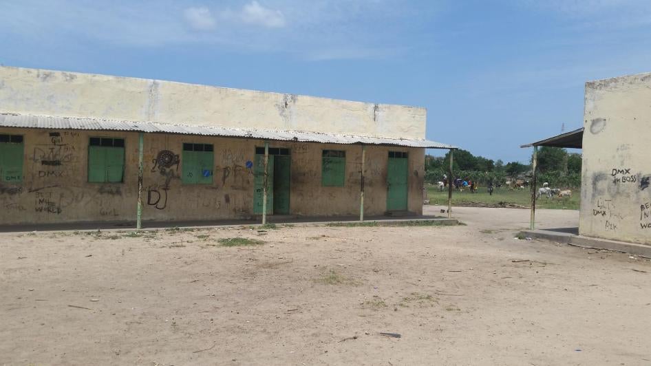 A school in Bentiu, Unity state, used as a barracks by soldiers and their families.
