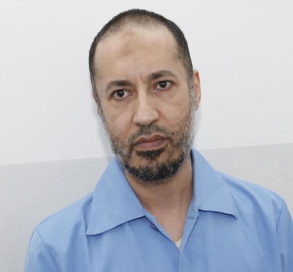 Saadi Kadhafi, fils incarcéré de l’ancien dirigeant libyen Mouammar Kadhafi, photographié dans la prison d’al-Hadba à Tripoli, le 10 août 2015.