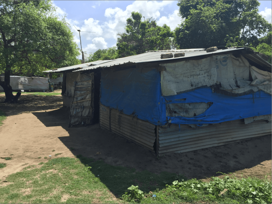 Makeshift home of a displaced family in Sampur, Sri Lanka, October 2015.