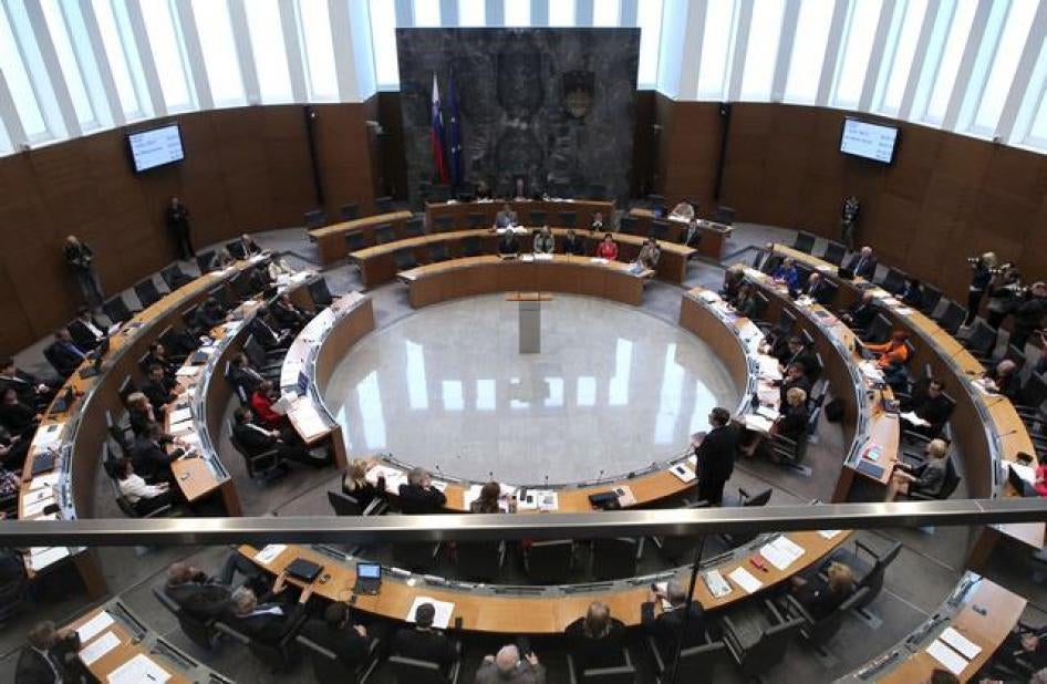 Slovenia's parliamentary hall is pictured during a session in Ljubljana, May 24, 2013.