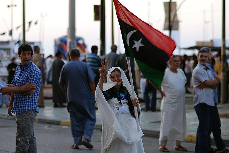 On the eve of Libya’s first democratic national election, Haja Nowara held a vigil in the square outside the courthouse in Benghazi, where she had spent many evenings supporting the revolution since early 2011.