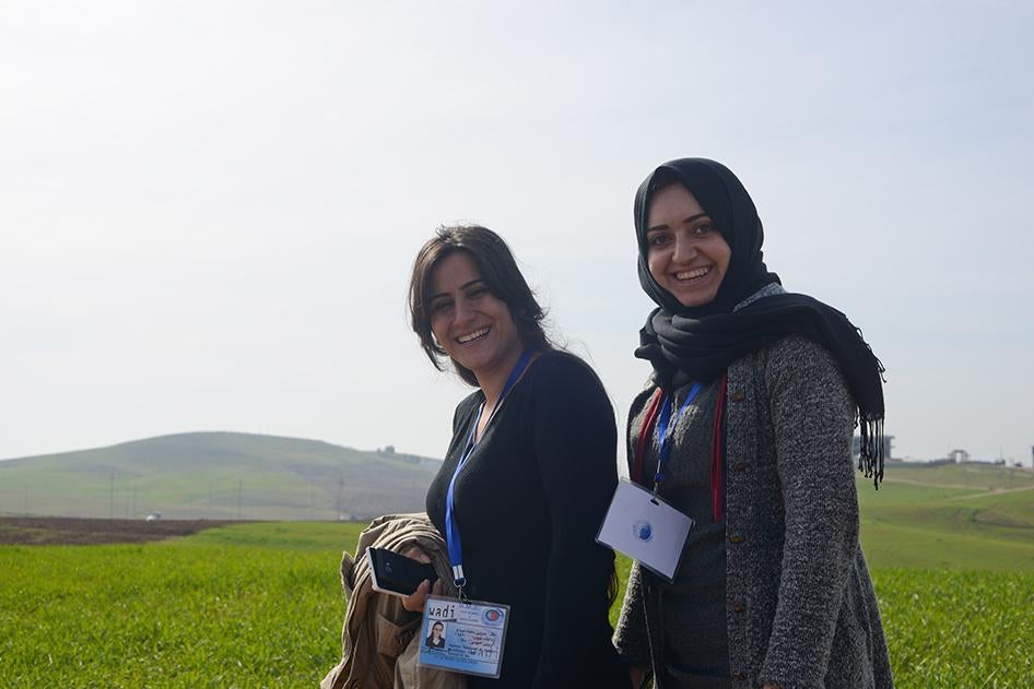 Two activists working with the Association for Crisis Assistance and Development Co-operation (WADI), a German-Iraqi human rights group supporting Yezidi women and girls who escaped ISIS. 