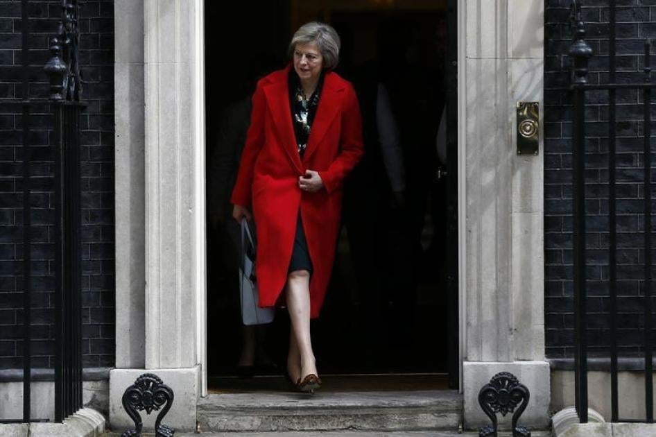 Britain's Home Secretary Theresa May leaves 10 Downing Street in London, Britain April 19, 2016.