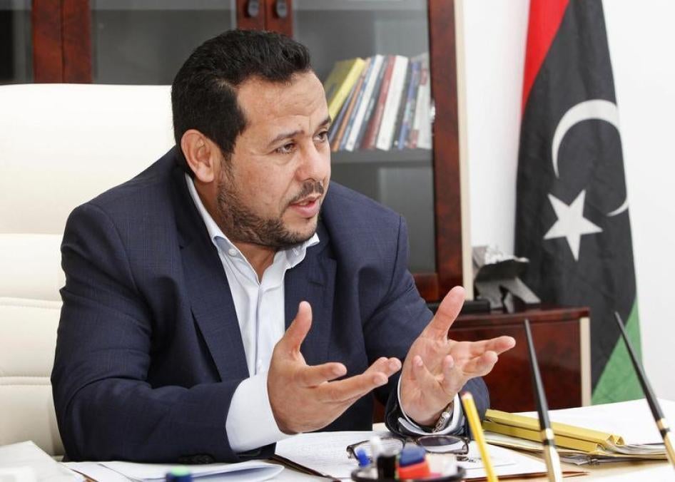 Abdul Hakim Belhadj speaks during an interview with Reuters in Tripoli, March 4, 2015.