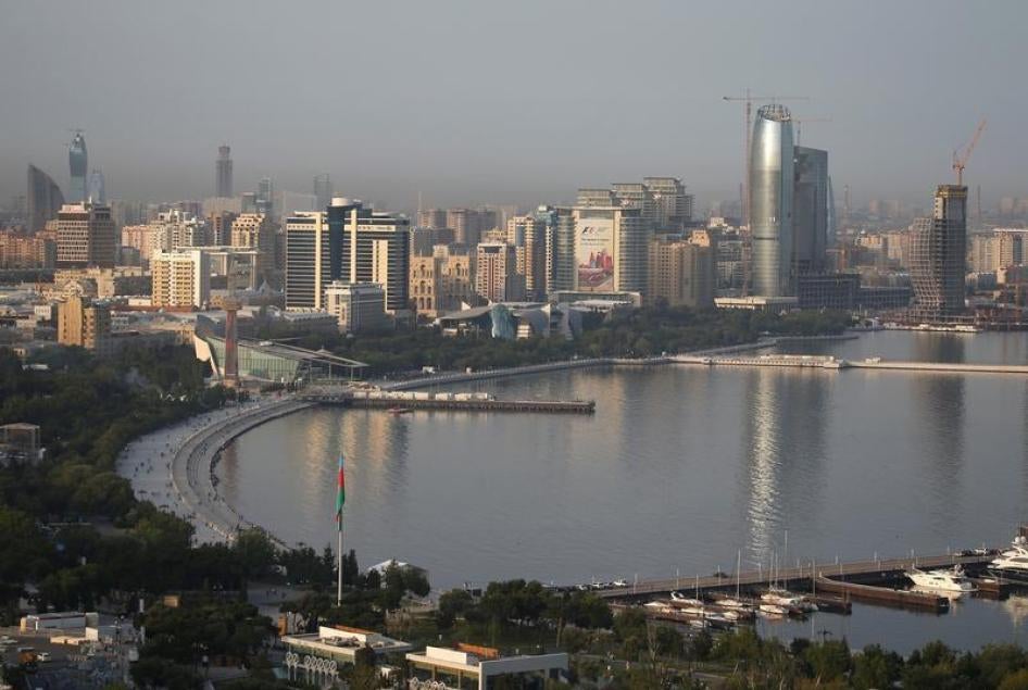 General view shows central Baku, Azerbaijan, June 23, 2016.