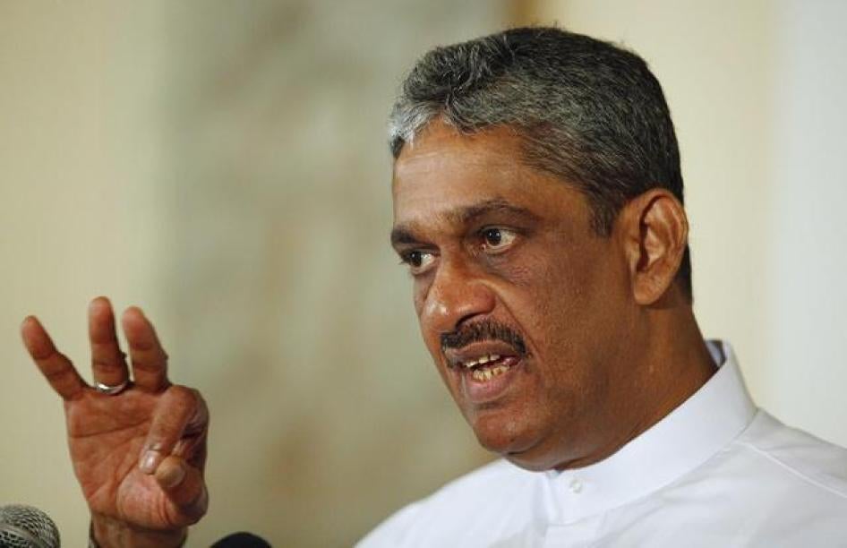 Sarath Fonseka speaks to the media during a news conference in Colombo, Sri Lanka on June 14, 2012. 