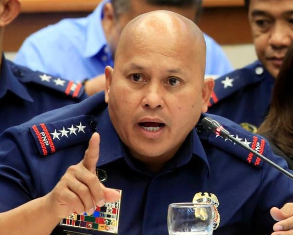 PNP Director-General Ronald Dela Rosa speaks at a Senate hearing investigating drug-related killings in metro Manila, Philippines on August 22, 2016. 