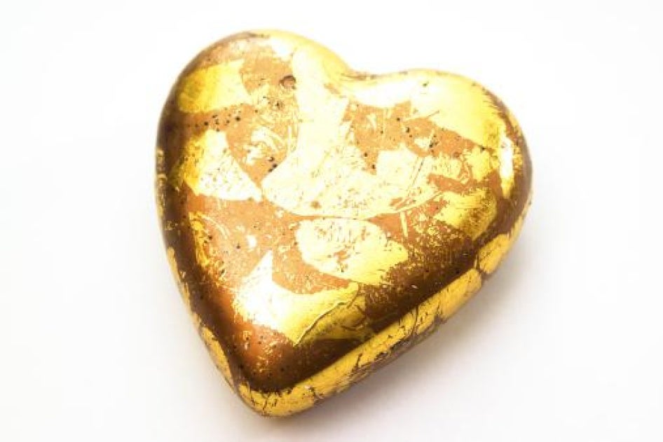 A stock image of a golden heart.