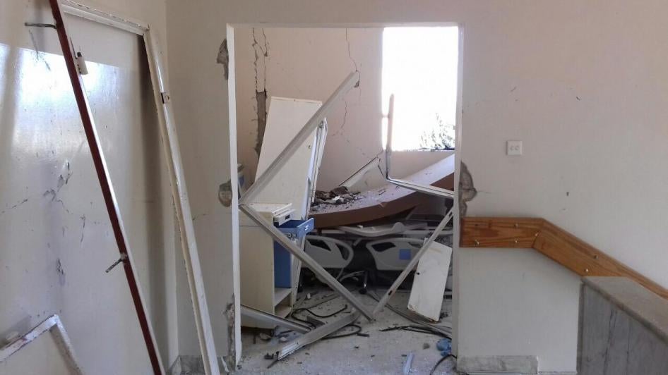 Damaged ward at Al-Wahda Hospital in Derna, Libya due to air strikes on February 7, 2016, according to a witness.