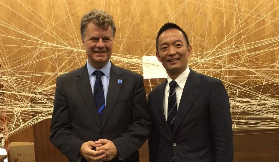 Boris together with the mayor of Japan's Shibuya ward, Ken Hasabe.