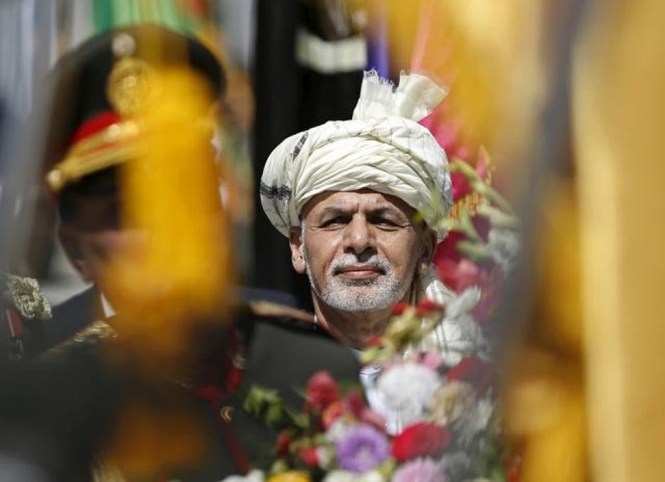 President Ashraf Ghani attends Afghan Independence Day celebrations in Kabul on August 19, 2015.