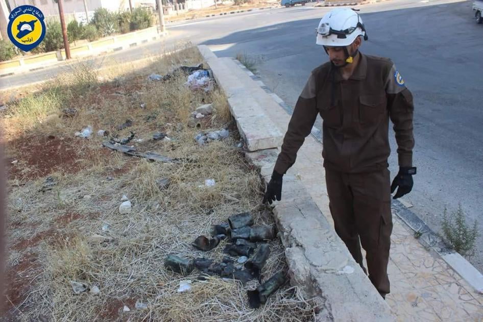 Photo showing incendiary weapon remnants in Idlib city.