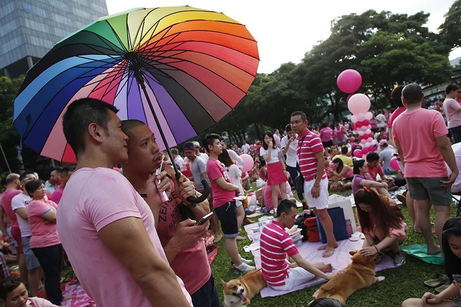 新加坡年度粉红点活动人潮，2014年6月28日。