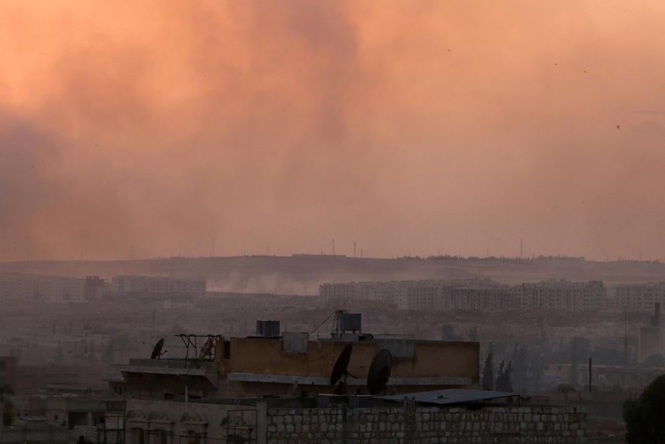 Smoke rises after airstrikes on Aleppo's Castello road, Syria on June 2, 2016.