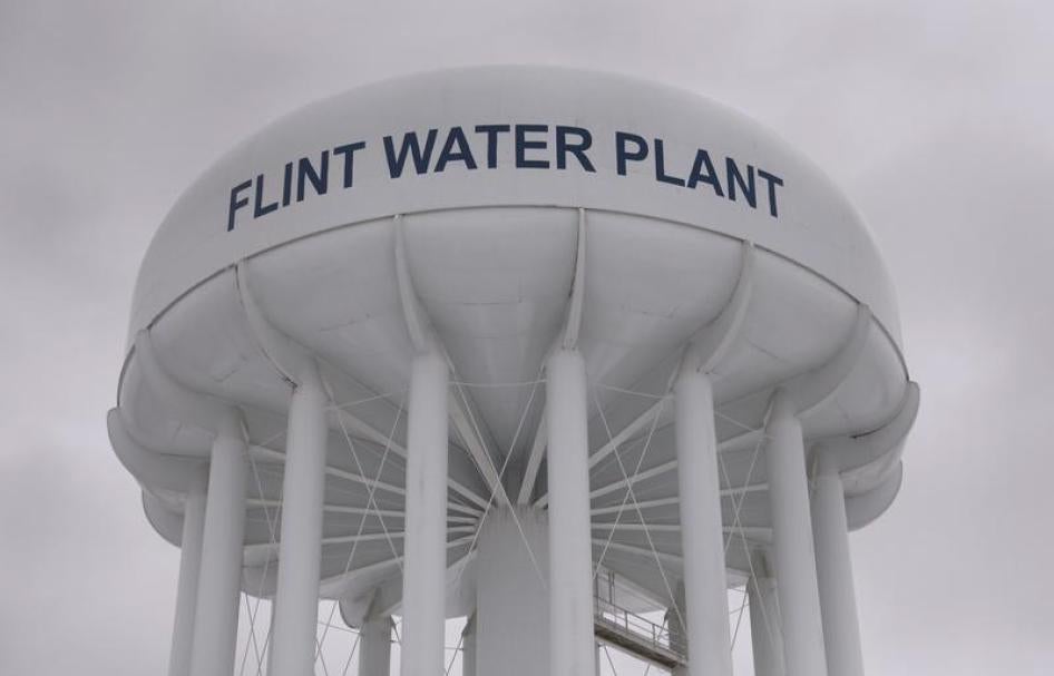 The top of a water tower is seen at the Flint Water Plant in Flint, Michigan January 13, 2016.