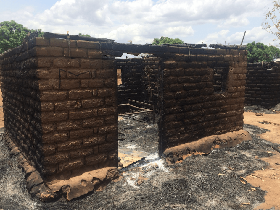 Houses burnt in South Sudan's western town of Wau in April 2016.