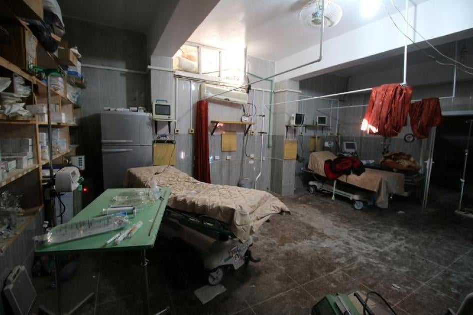 An empty room at a damaged field hospital is seen after airstrikes in a rebel held area in Aleppo, October 1. 