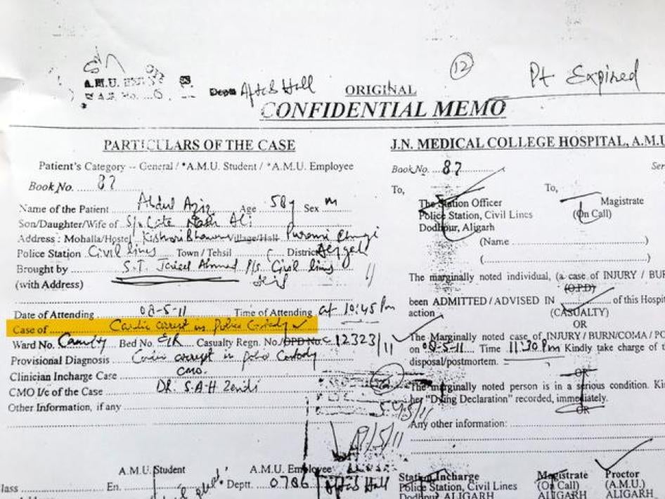 Copy of medical record of Abdul Aziz, May 8, 2011.