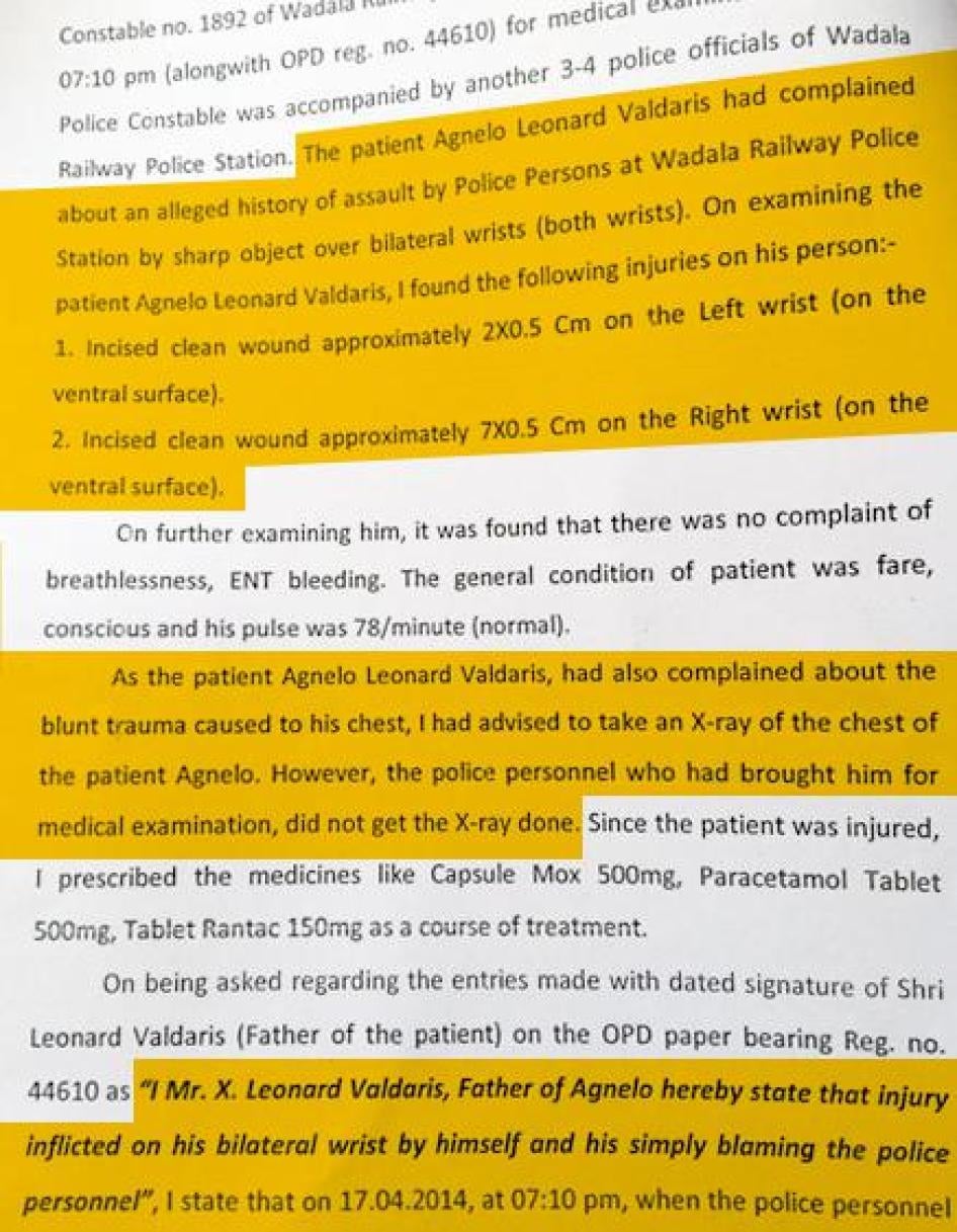 Copy of statement by Dr. Aejaz Husain, assistant medical officer at Lokmanya Tilak Municipal Hospital, to Deputy Superintendent of Police, Central Bureau of Investigation, Mumbai, August 2, 2014.