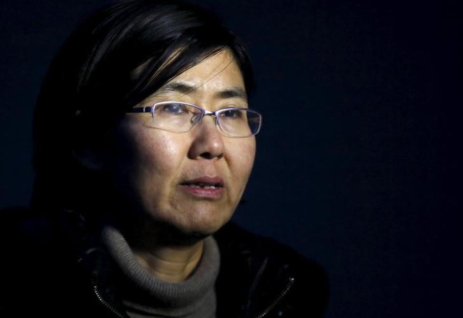 Human rights lawyer Wang Yu talks during an interview with Reuters in Beijing in this March 1, 2014 photo. 