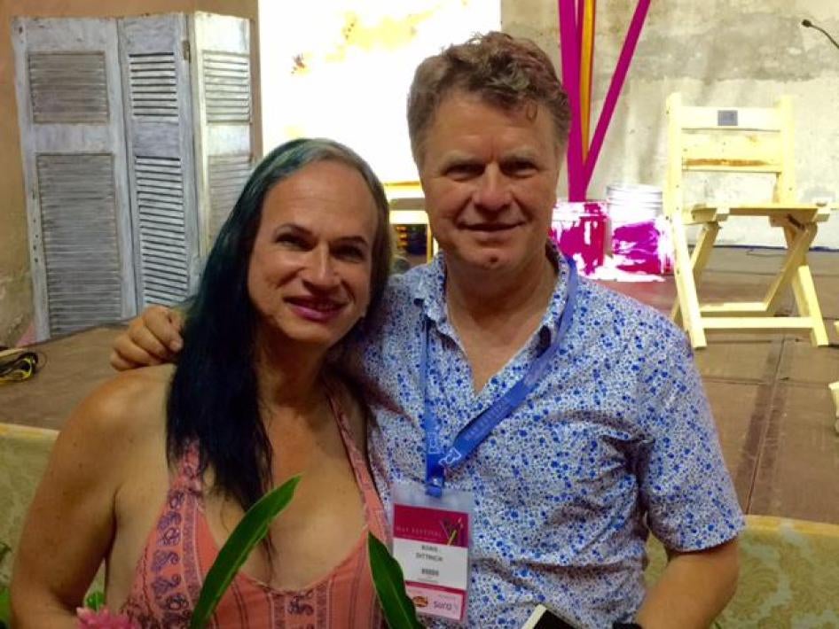 Brigitte Baptiste (L) and Human Rights Watch LGBT Advocacy Director Boris Dittrich, Colombia, February 2017. 
