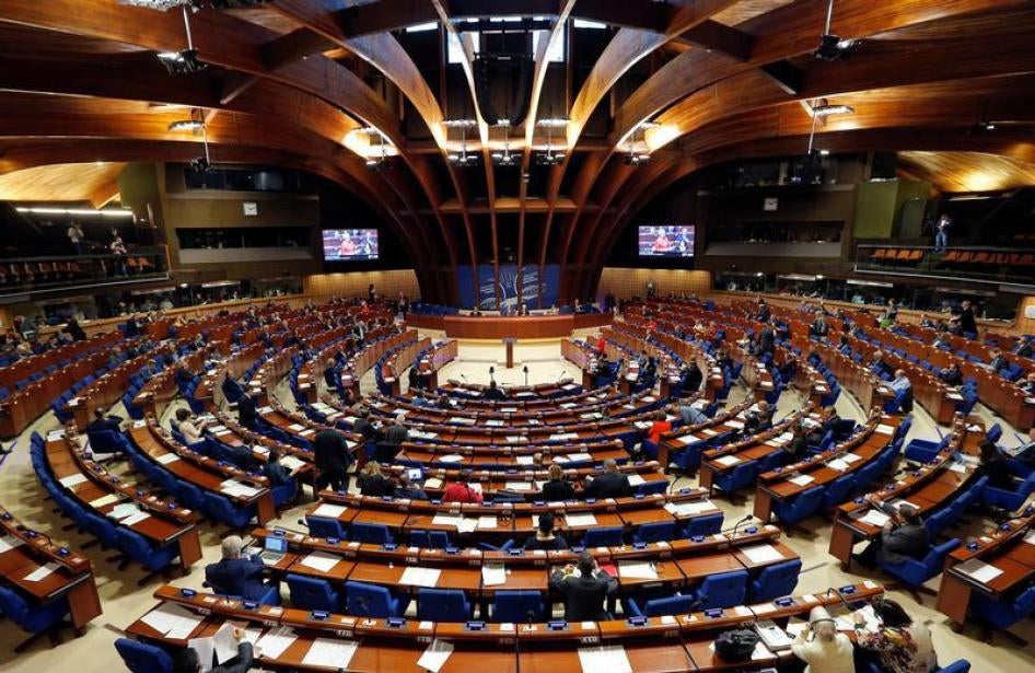 Members of the Parliamentary Assembly of the Council of Europe take part in a debate on the functioning of democratic institutions in Turkey, at the Council of Europe in Strasbourg, France, April 25, 2017.