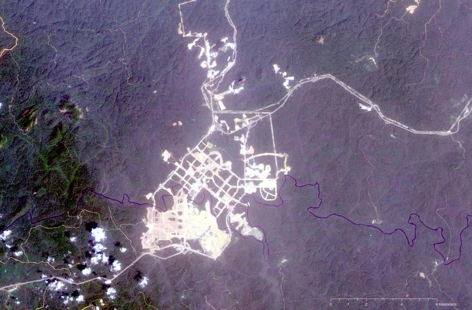 Image satellite d’Oyala, une ville en cours de construction en Guinée équatoriale, datée du 12 janvier 2015. Après avoir dépensé plusieurs millions de dollars USD pour des projets liés à des immeubles administratifs dans la capitale, Malabo, et à Bata, le