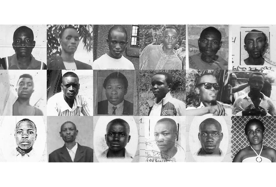 Cover showing faces of people who have been executed in Rwanda for petty crimes. (in French)