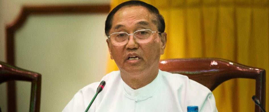 Vice President Myint Swe speaks at a press conference of the government commission’s final report on the Rakhine State investigation in Rangoon, Burma, August 6, 2017.