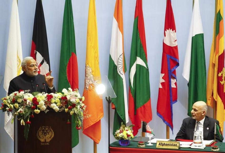 India’s Prime Minister Narendra Modi speaks at the opening session of 18th South Asian Association for Regional Cooperation (SAARC) summit in Kathmandu, November 26, 2014.