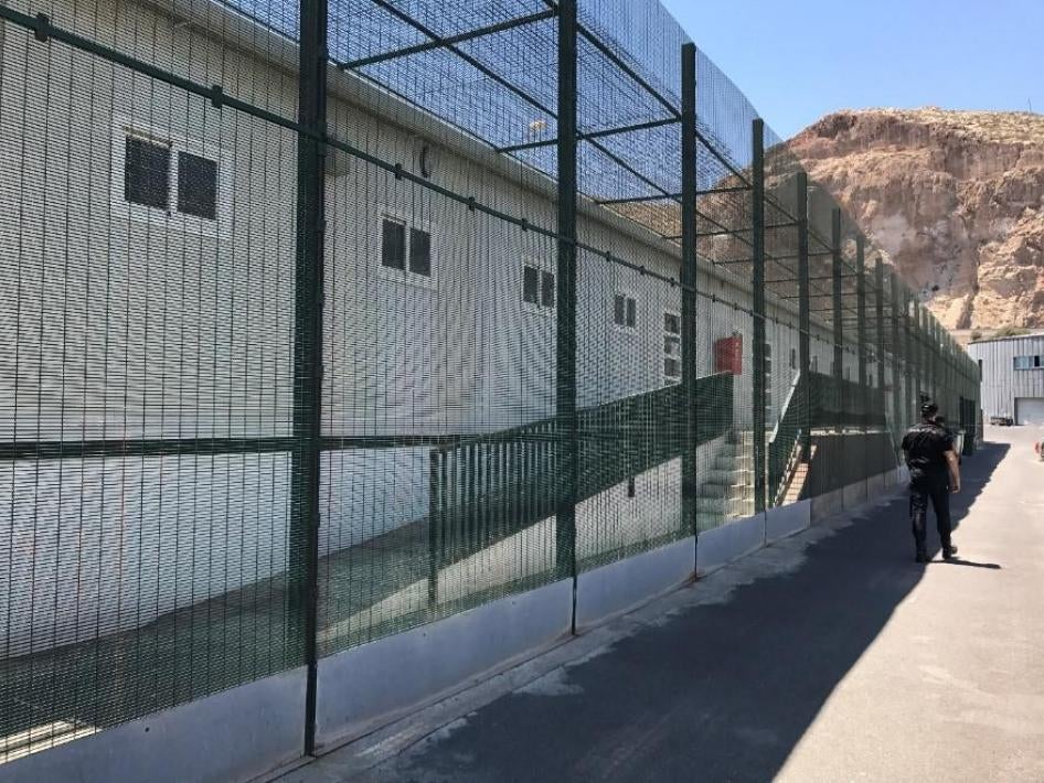 The police detention facility at Almería port where people are held for up to 72 hours following rescue at sea.