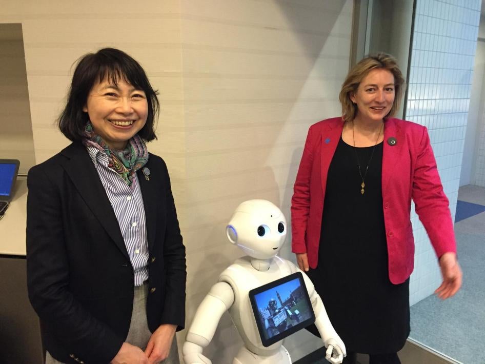 Pepper the robot--shown here at a Campaign to Stop Killer Robots event in Tokyo in March 2016--is made by Aldebaran Robotics (France), whose founder Jerome Monceaux signed the August 2017 open letter from founders of artificial intelligence and robotics c