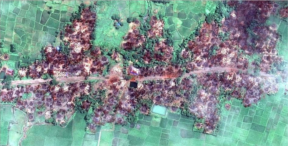 人权观察取得最新卫星照片显示清卡里（Chein Khar Li）全村毁灭。