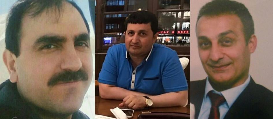 Önder Asan (L), was abducted and secretly detained for 42 days and alleges that he was tortured; Cemil Koçak (C), a former civil servant was abducted in front of his eight-year old son; Mustafa Özben (R), a former teacher and lawyer, was also abducted 