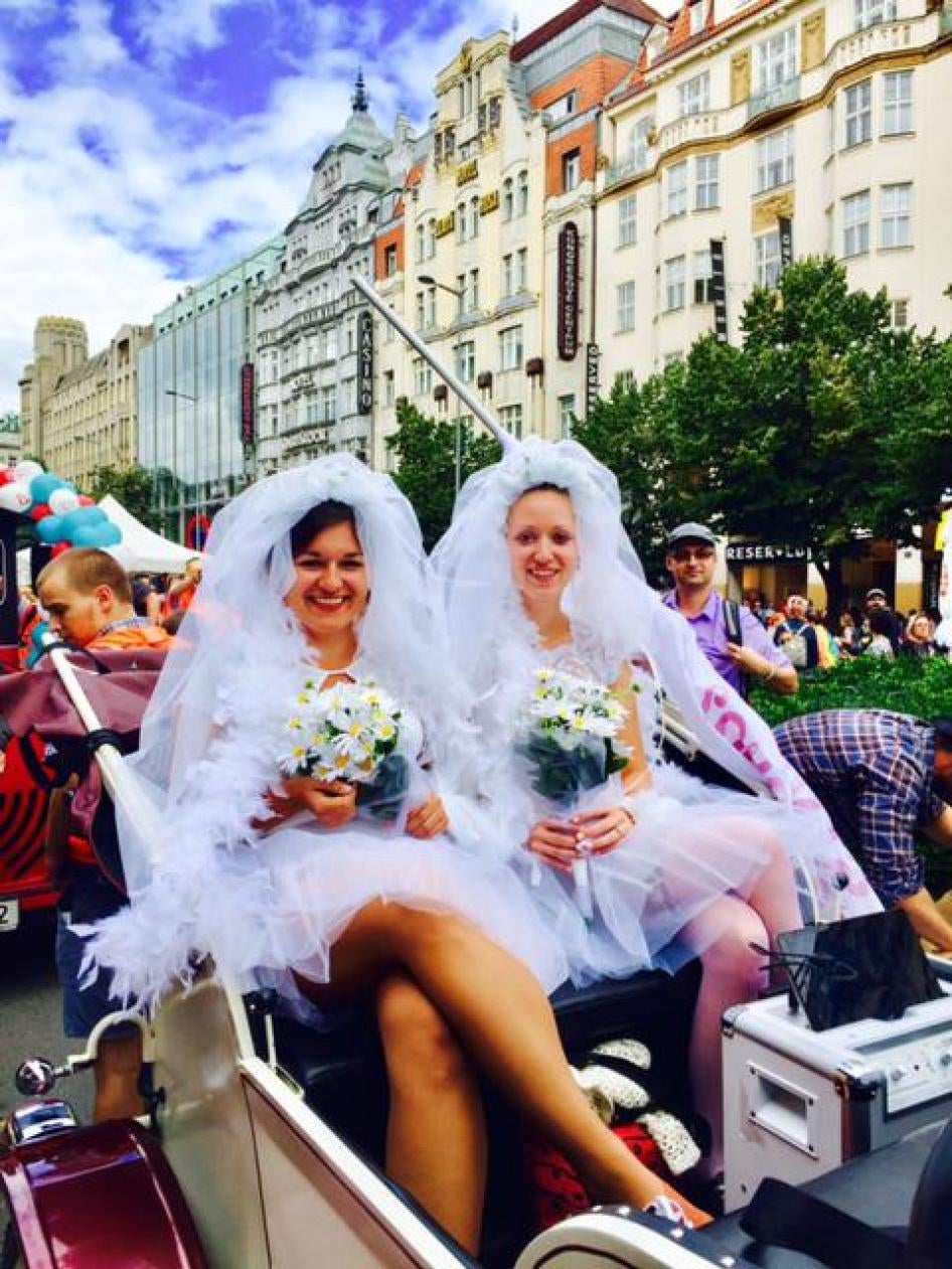 Campaigners for same-sex marriage during Prague Pride, Czech Republic, August 12, 2017.