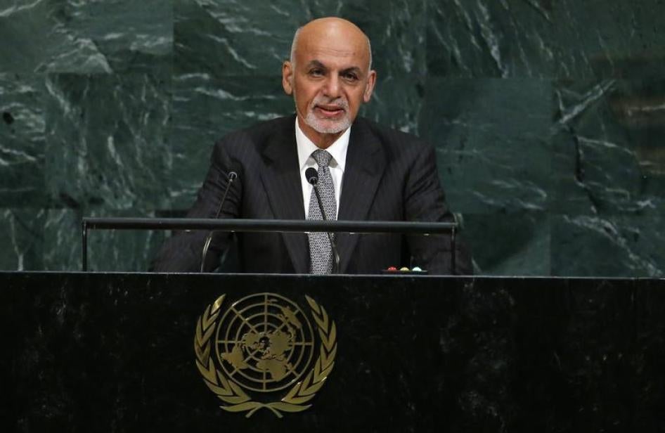Afghanistan President Mohammad Ashraf Ghani Ahmadzai addresses the 72nd United Nations General Assembly at U.N. Headquarters in New York, U.S., September 19, 2017.