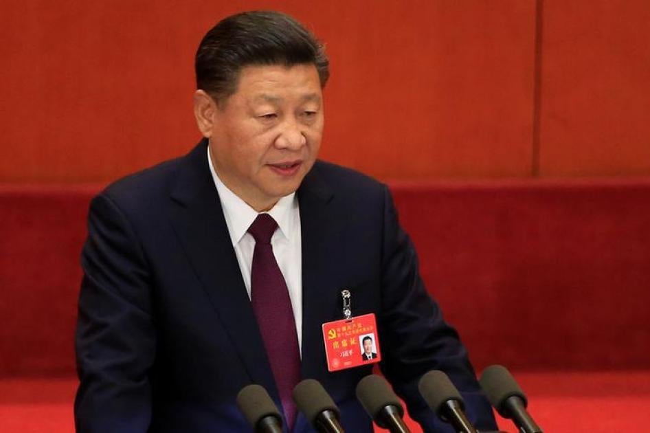 中国国家主席习近平在中国共产党第19次全国代表大会开幕式发表讲话，北京，人民大会堂，2017年10月18日。