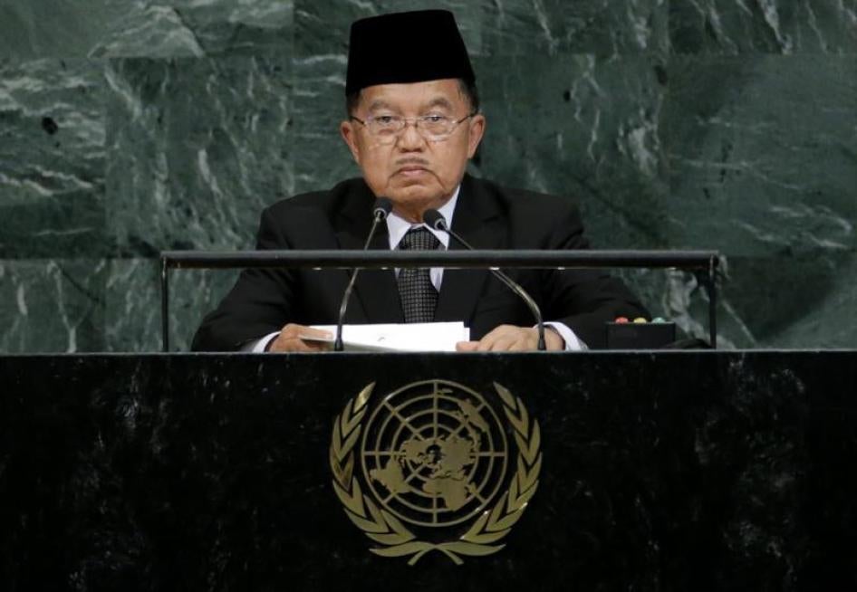 Indonesian Vice President Muhammad Jusuf Kalla addresses the 72nd United Nations General Assembly at U.N. headquarters in New York, U.S., September 21, 2017.
