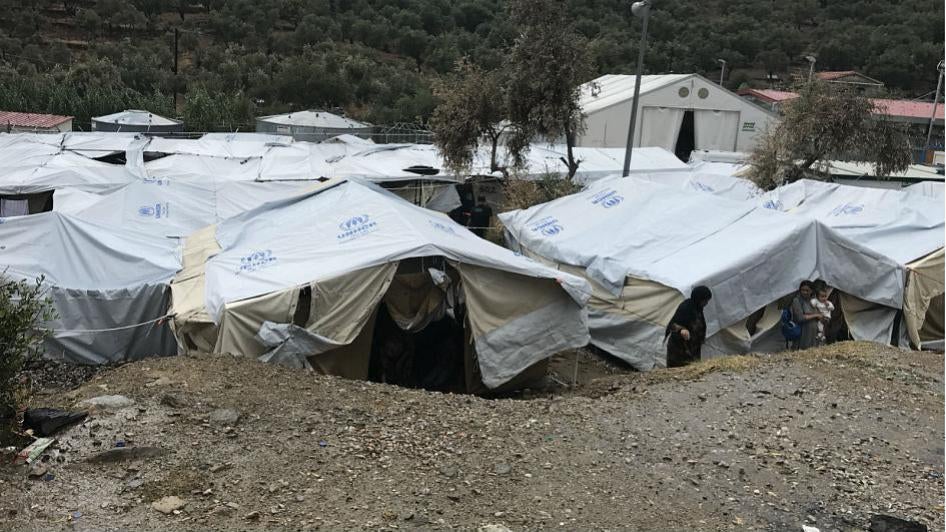 Moria hotspot on the island of Lesbos. Poor living conditions in the camp and overcrowded hotspots, with little to no access to basic services, such as sanitation and proper shelter, are key factors that contribute to psychological distress.