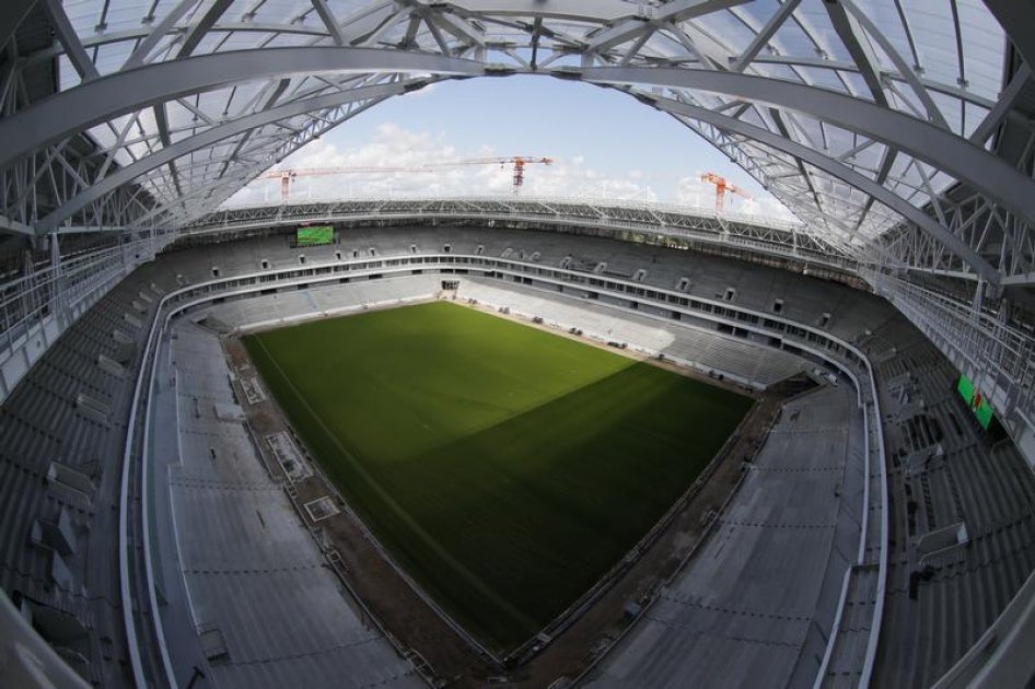 A general view shows Kaliningrad Stadium, the arena under construction which will host matches of the 2018 FIFA World Cup in Kaliningrad, Russia August 28, 2017.